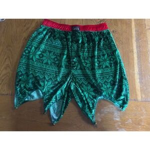Secret Santa Unisex SLEEP SHORTS M Christmas ELF Bell Costume Comfy EUC